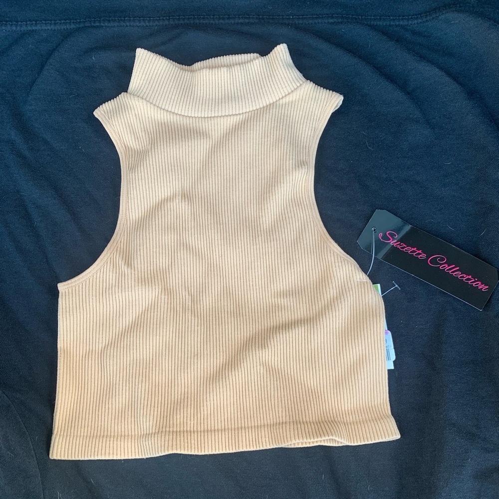 turtle neck cropped top tank top. size small